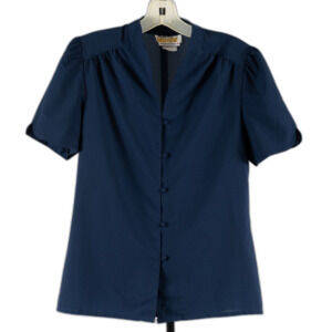 Vintage 70s Mistique navy blue buttons down shirt size 10